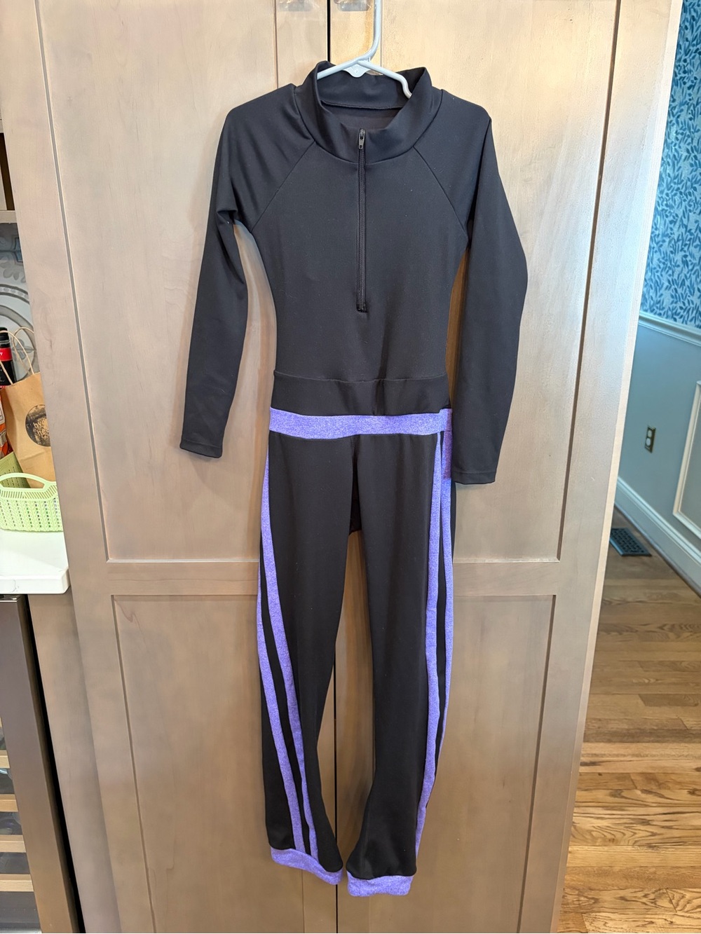 Girls Black and Purple long sleeve raglan FlowSuit